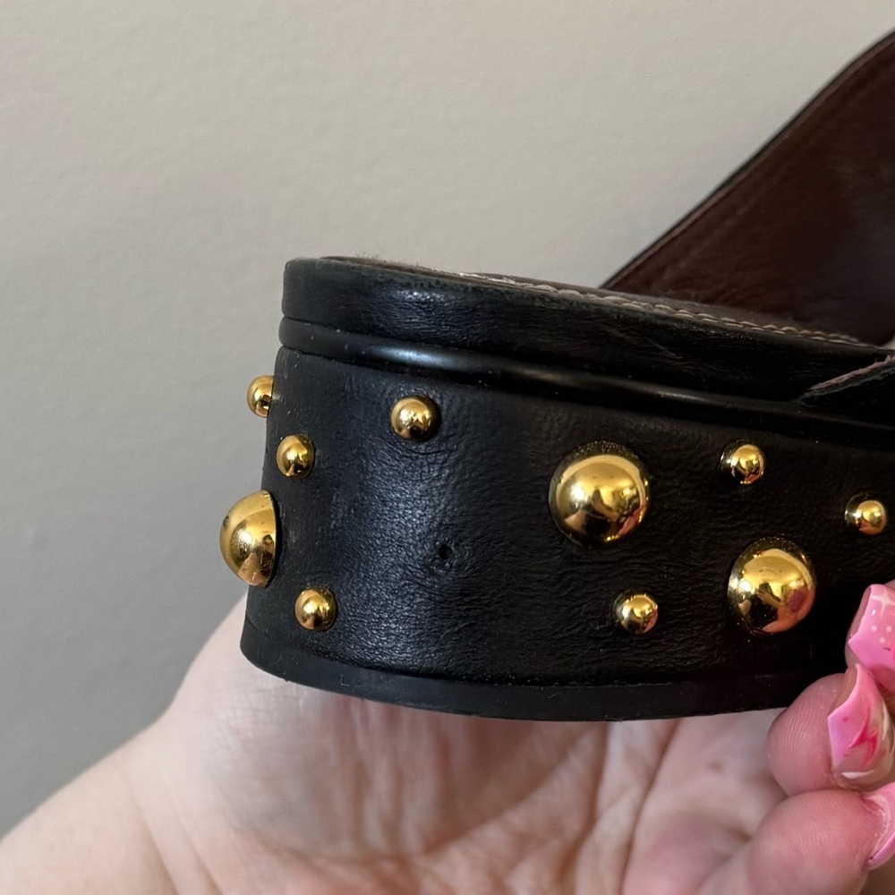 See By Chloe Gold studded black leather Mule slip on flats - missing studs - Picture 8 of 13